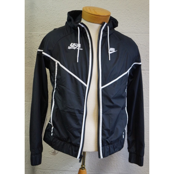 Nike Light Vented Zip Jacket Black USA Hokey M Windbreaker With Zippered Pockets - Picture 1 of 13